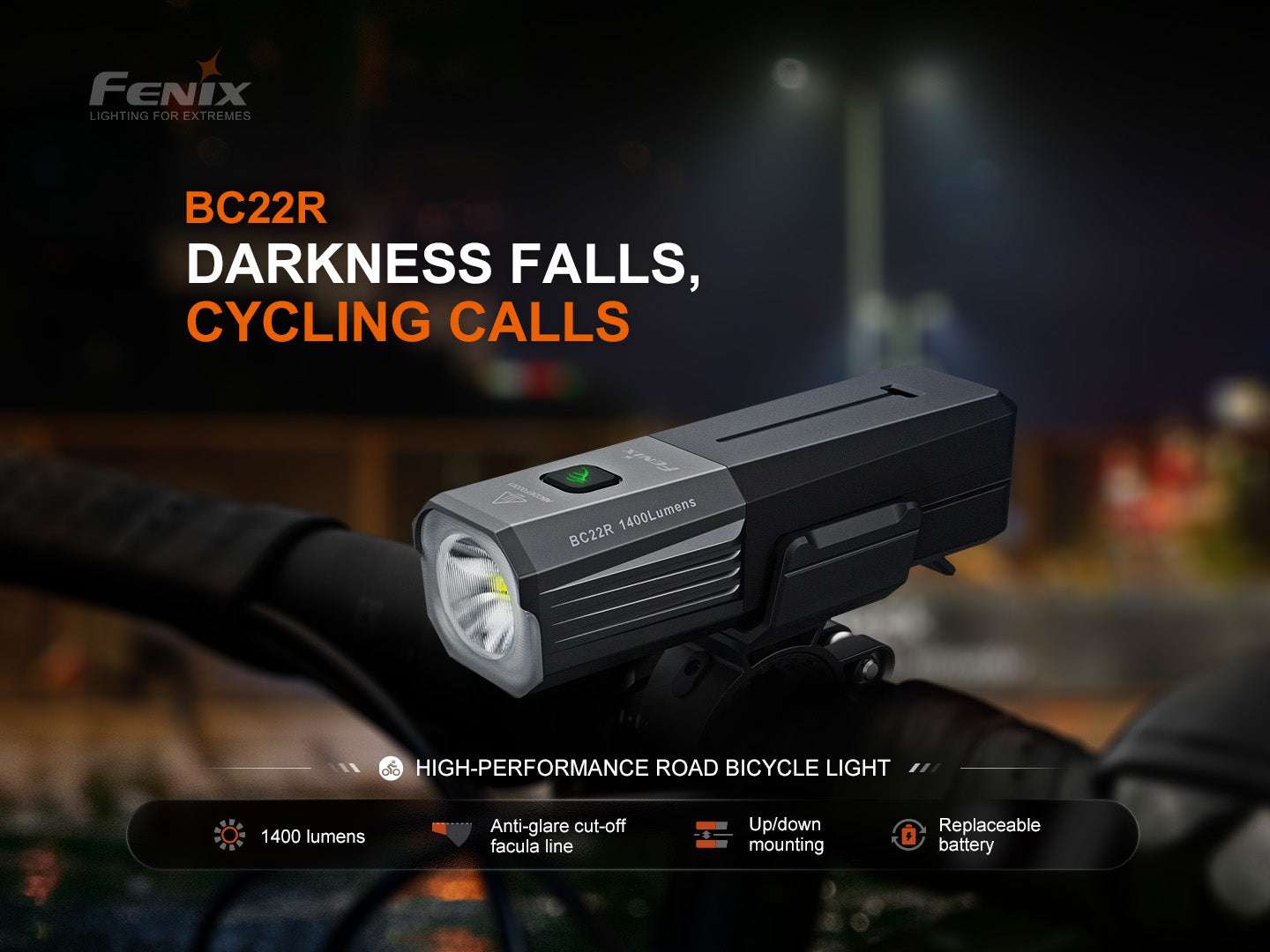 Palmarius Outdoors Fenix BC22R High-Performance Road Bike Light Bike Light