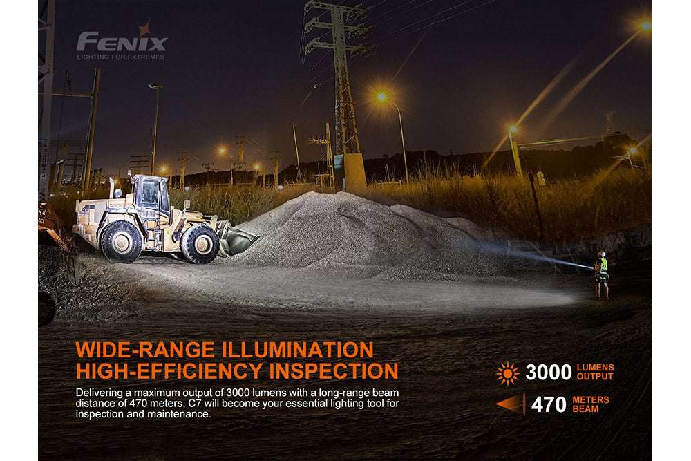 Palmarius Outdoors Fenix C7 High-performance Rechargeable LED Flashlight - 3000 Lumens Work Flashlight
