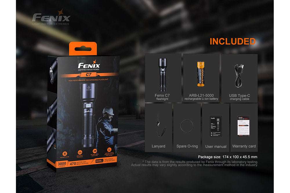 Palmarius Outdoors Fenix C7 High-performance Rechargeable LED Flashlight - 3000 Lumens Work Flashlight