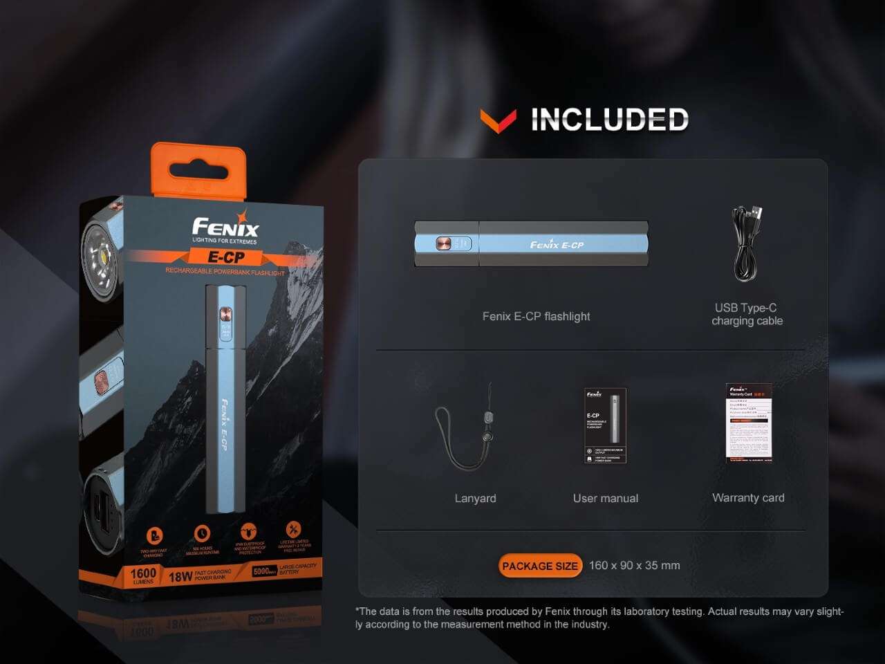 Palmarius Outdoors Fenix E-CP 1600-lumen LED Flashlight/Powerbank Emergency Flashlight
