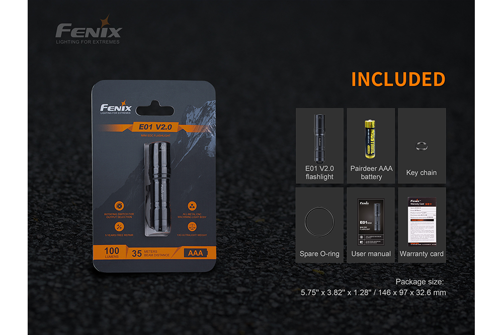 Palmarius Outdoors Fenix E01 V2.0 AAA LED Flashlight Keychain Flashlight
