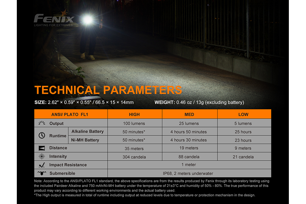 Palmarius Outdoors Fenix E01 V2.0 AAA LED Flashlight Keychain Flashlight