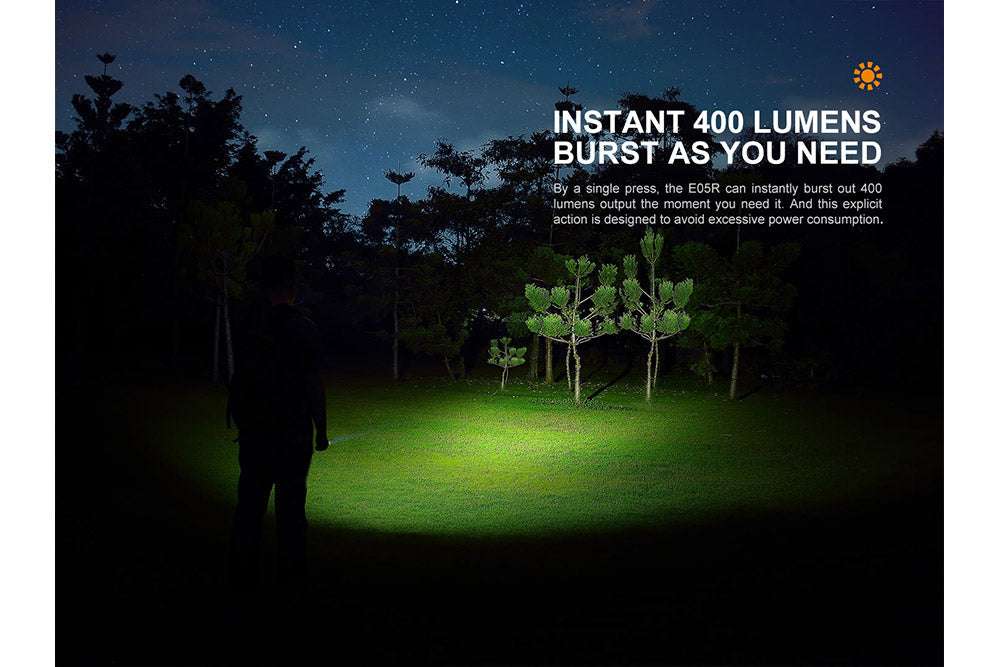 Palmarius Outdoors Fenix E05R Mini Keychain LED Flashlight - 400 Lumens Keychain Flashlight