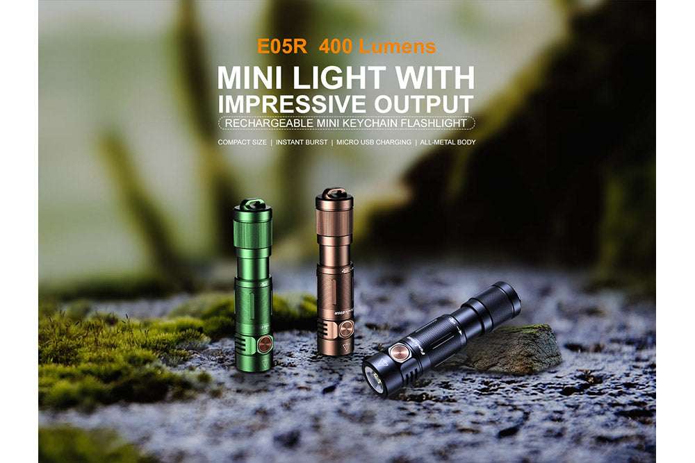 Palmarius Outdoors Fenix E05R Mini Keychain LED Flashlight - 400 Lumens Keychain Flashlight