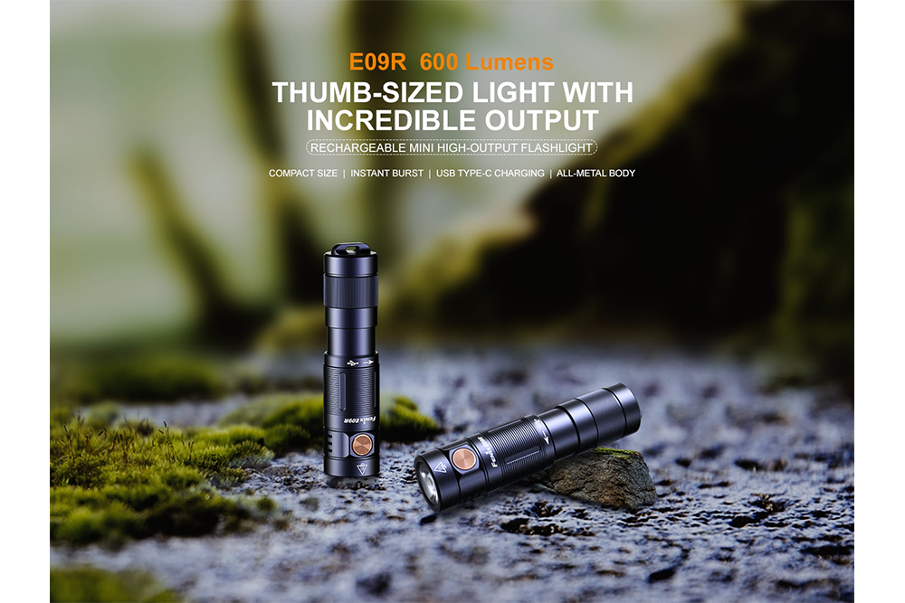 Palmarius Outdoors Fenix E09R Rechargeable High-Output Flashlight - 600 Lumens Keychain Flashlight