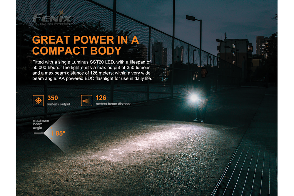 Palmarius Outdoors Fenix E20 V2.0 EDC Flashlight - 350 Lumens EDC Flashlight