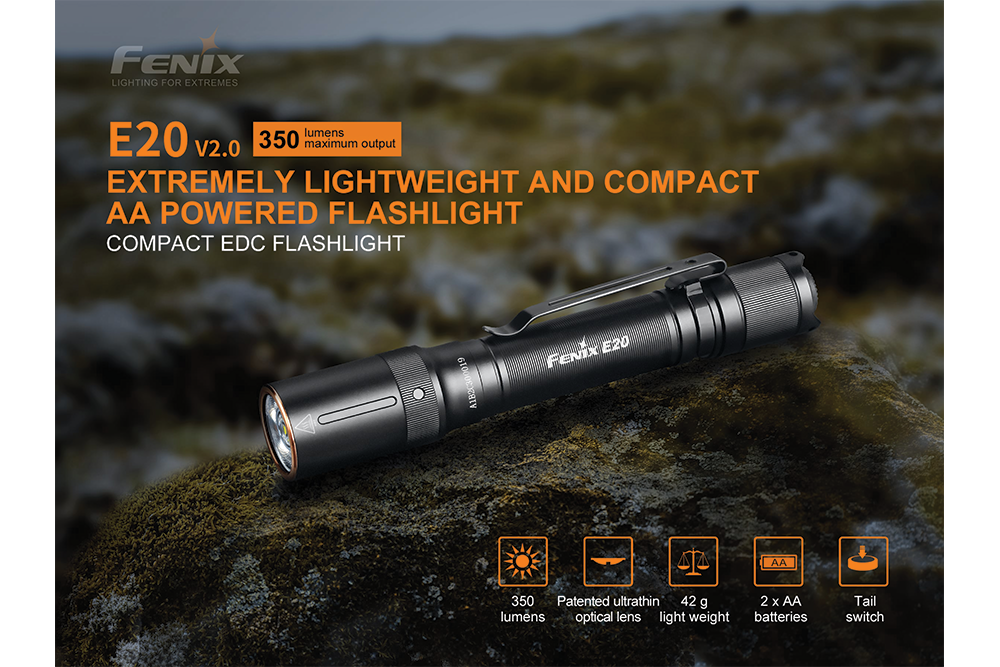 Palmarius Outdoors Fenix E20 V2.0 EDC Flashlight - 350 Lumens EDC Flashlight