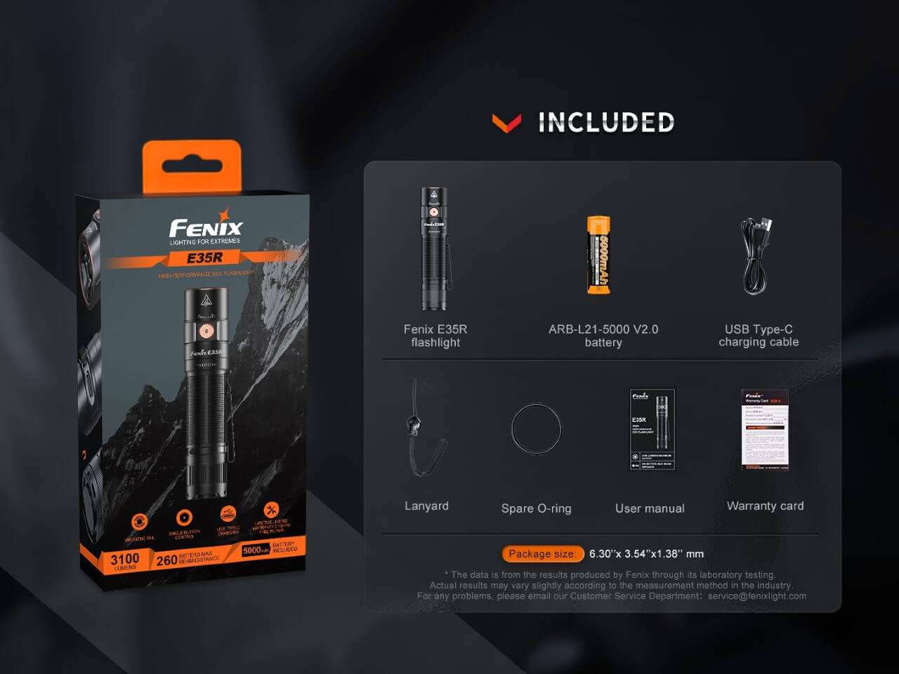 Palmarius Outdoors Fenix E35R High-Performance Rechargeable LED Flashlight EDC Flashlight