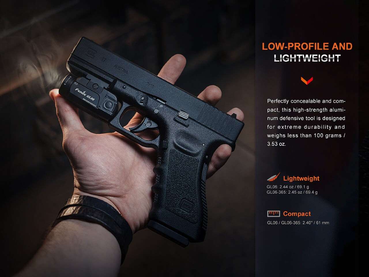 Palmarius Outdoors Fenix GL06 Pocket Pistol Tactical LED Light - 600 Lumens Pistol Light