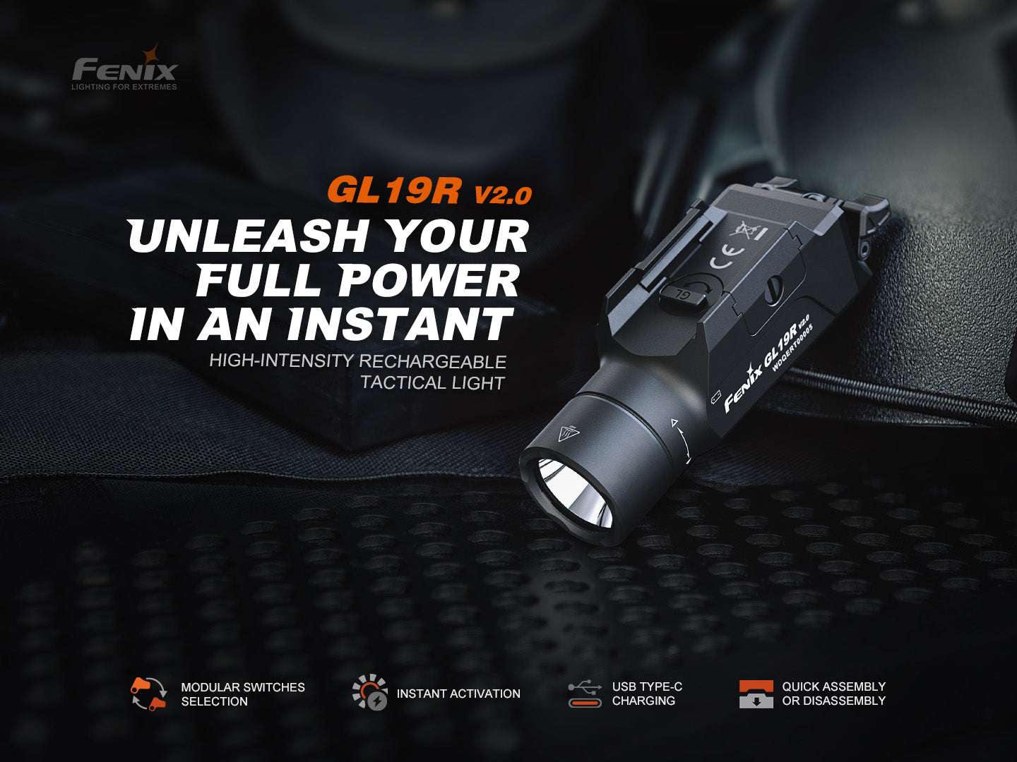 Palmarius Outdoors Fenix GL19R V2 Modular Switch Mounted Light Tactical Flashlight