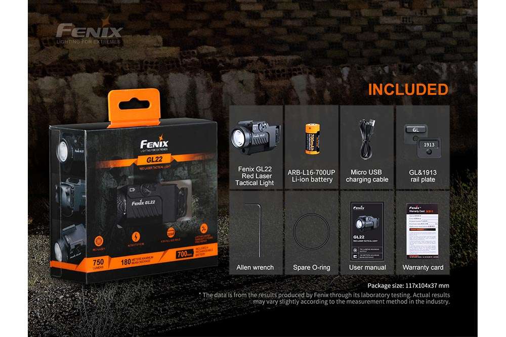 Palmarius Outdoors Fenix GL22 Tactical LED Light with Red Laser Pistol Light