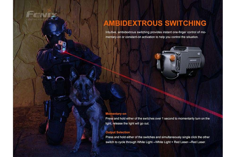 Palmarius Outdoors Fenix GL22 Tactical LED Light with Red Laser Pistol Light