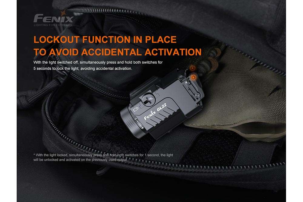 Palmarius Outdoors Fenix GL22 Tactical LED Light with Red Laser Pistol Light