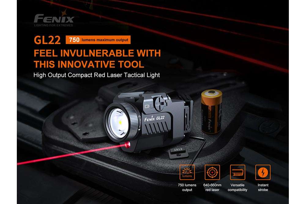 Palmarius Outdoors Fenix GL22 Tactical LED Light with Red Laser Pistol Light
