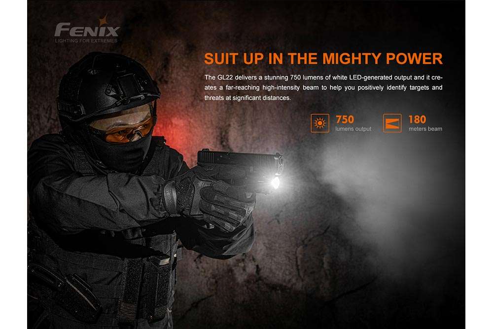 Palmarius Outdoors Fenix GL22 Tactical LED Light with Red Laser Pistol Light