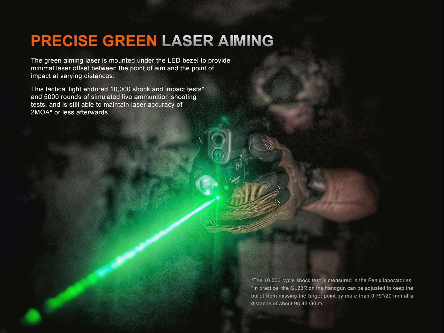 Palmarius Outdoors Fenix GL23R Green Laser Tactical Light Pistol Light