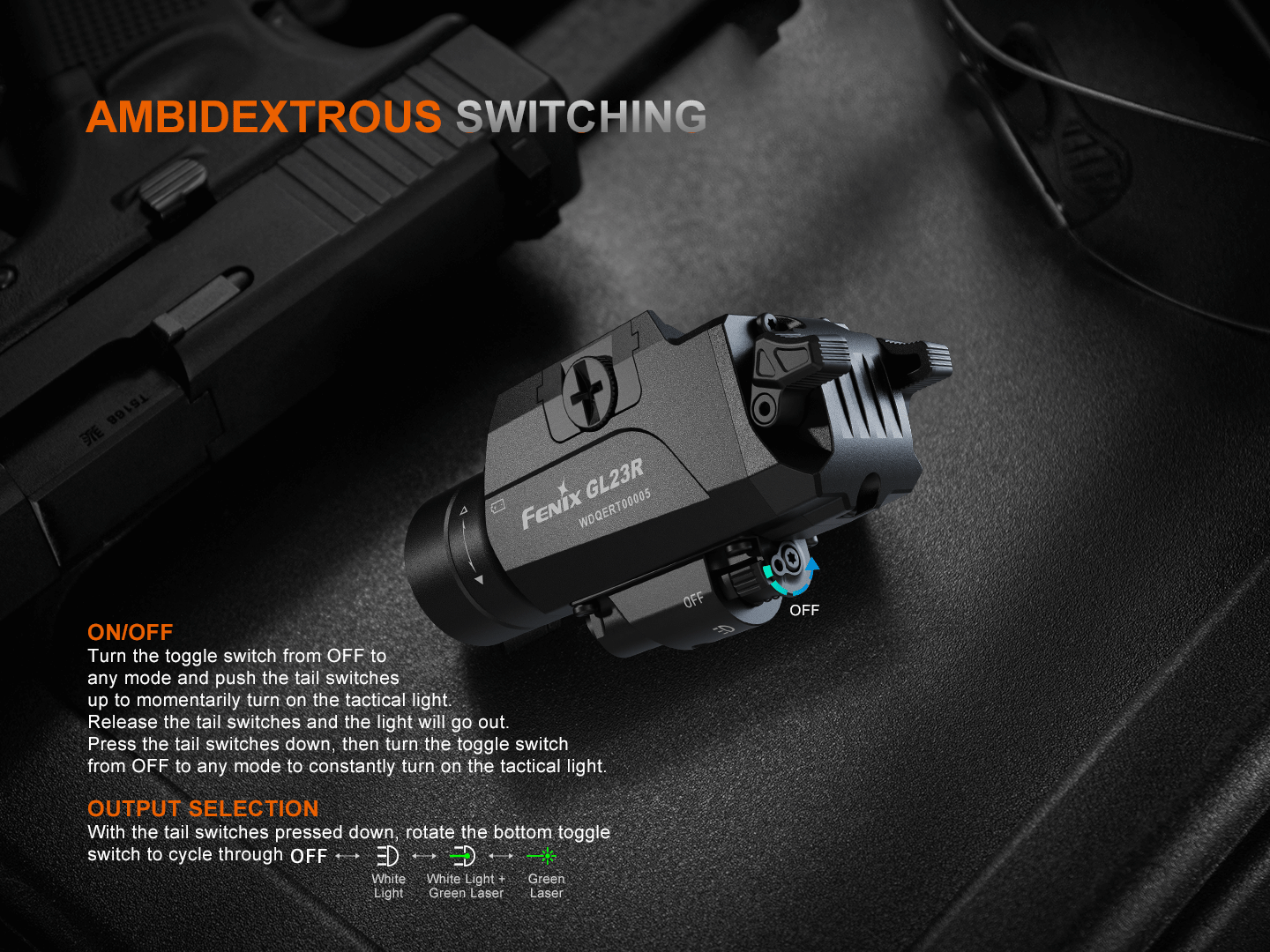 Palmarius Outdoors Fenix GL23R Green Laser Tactical Light Pistol Light