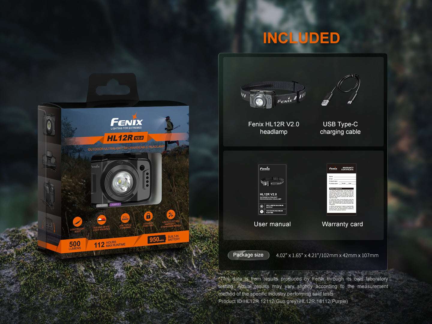 Palmarius Outdoors Fenix HL12R V2 Ultralight Outdoor Rechargeable Headlamp Headlamp