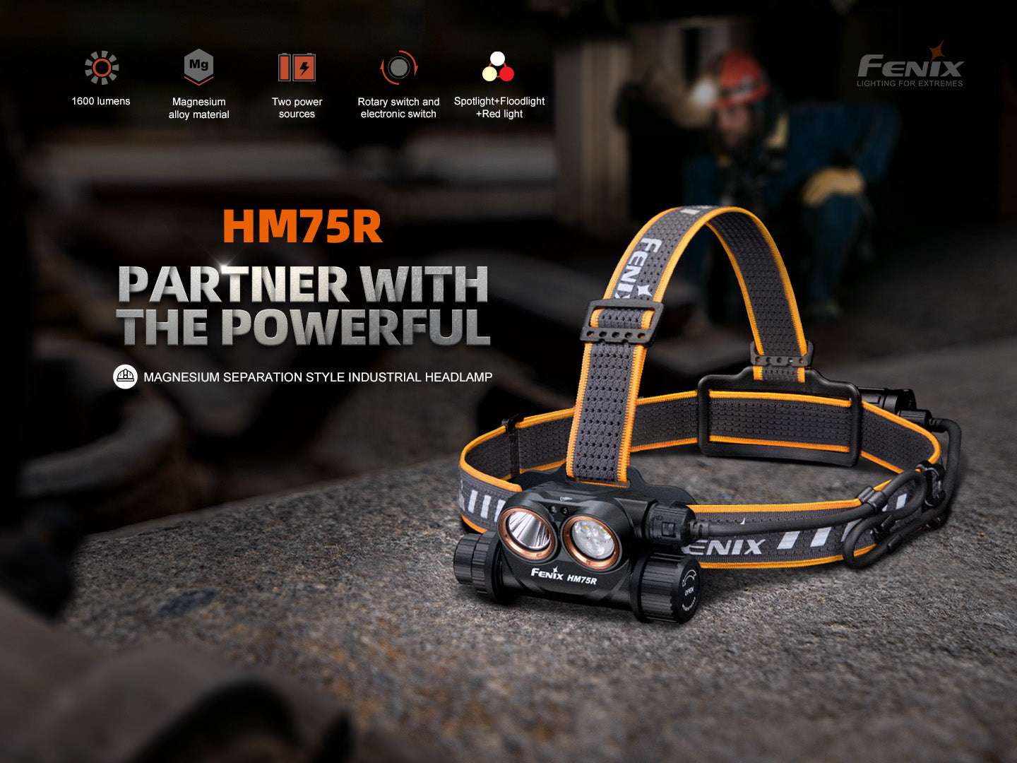 Palmarius Outdoors Fenix HM75R Rechargeable Industrial Headlamp - 1600 Lumens Headlamp