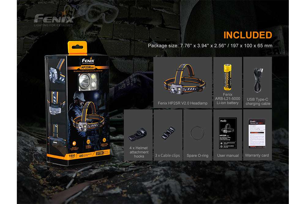 Palmarius Outdoors Fenix HP25R V2.0 Headlamp - 1600 Lumens Headlamp
