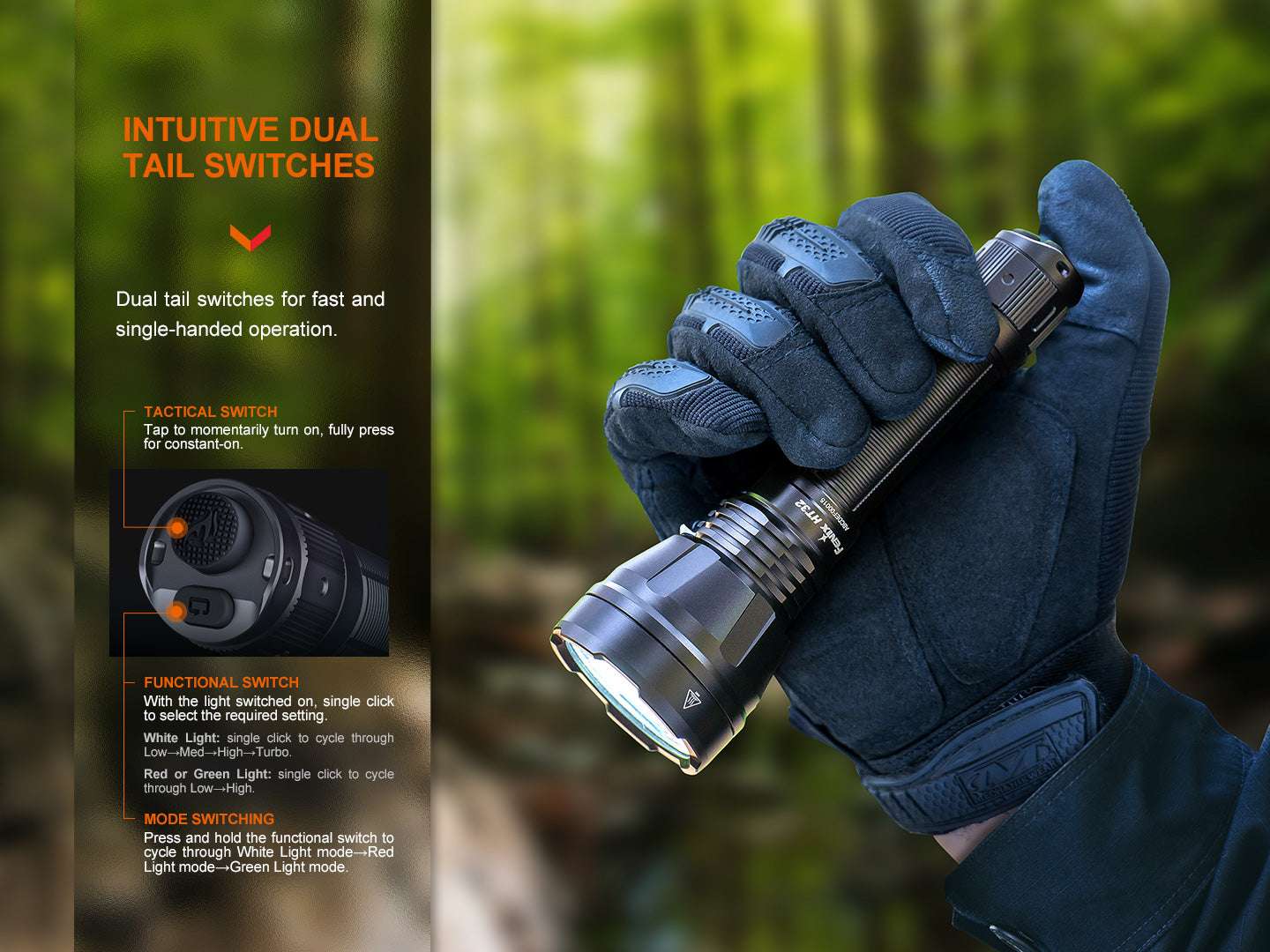 Palmarius Outdoors Fenix HT32 Hunting Flashlight with Red & Green Output Hunting Flashlight