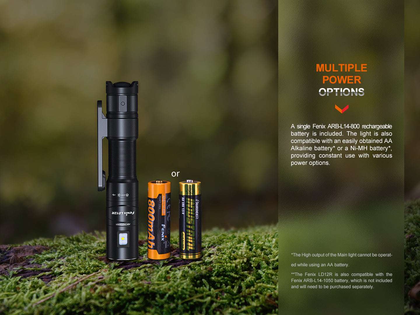 Palmarius Outdoors Fenix LD12R Dual Light Flashlight - 600 Lumens EDC Flashlight