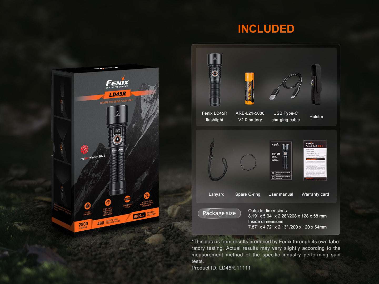 Palmarius Outdoors Fenix LD45R Digital Focus Rechargeable LED Flashlight Rechargeable Flashlight