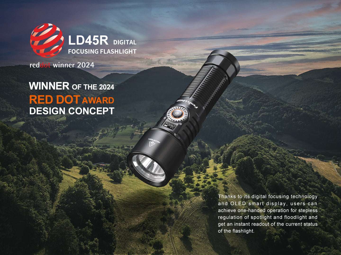 Palmarius Outdoors Fenix LD45R Digital Focus Rechargeable LED Flashlight Rechargeable Flashlight