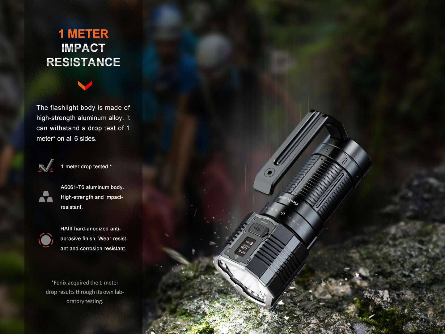 Palmarius Outdoors Fenix LR60R Rotary Switch Rechargeable Searchlight - 21000 Lumens Rechargeable Flashlight