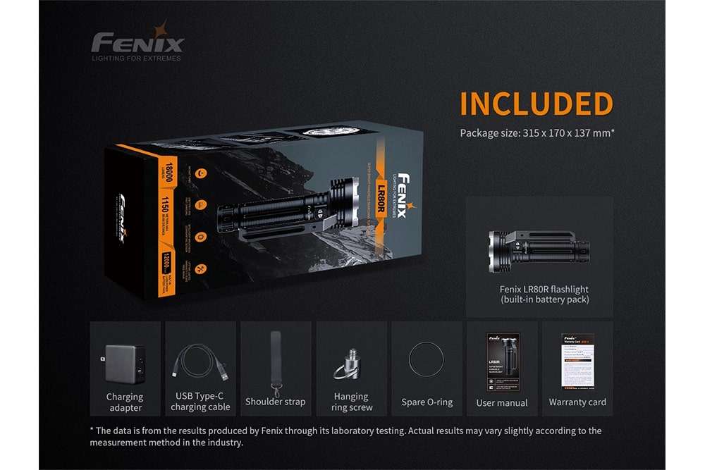 Palmarius Outdoors Fenix LR80R Rechargeable LED Searchlight - 18000 Lumens Searchlight
