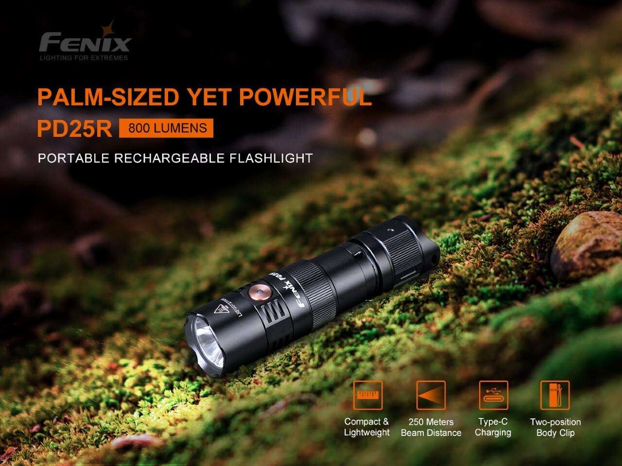 Palmarius Outdoors Fenix PD25R Rechargeable LED Flashlight EDC Flashlight