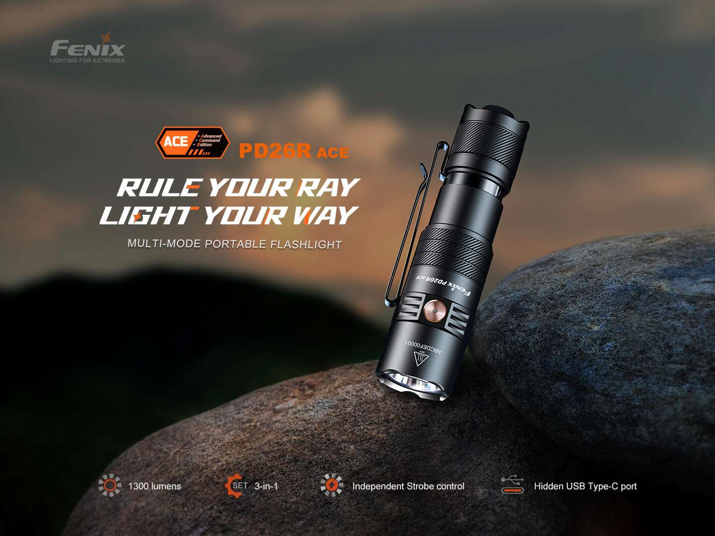 Palmarius Outdoors Fenix PD26R ACE Multi-Mode Compact Tactical Flashlight EDC Flashlight