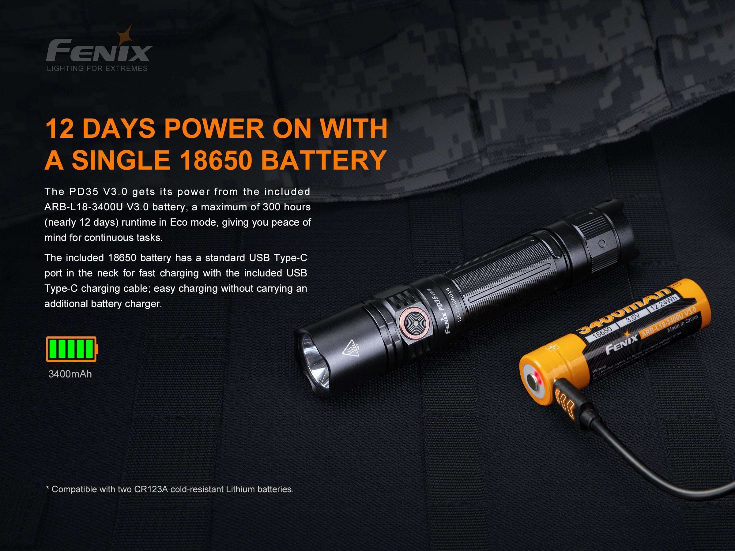 Palmarius Outdoors Fenix PD35 V3.0 Everyday Carry Flashlight - 1700 Lumens Tactical Flashlight
