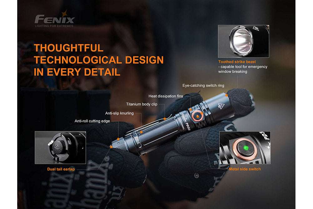 Palmarius Outdoors Fenix PD35 V3.0 Everyday Carry Flashlight - 1700 Lumens Tactical Flashlight