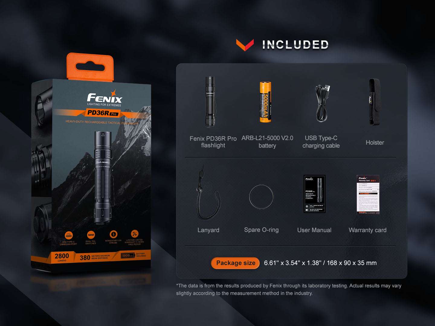 Palmarius Outdoors Fenix PD36R Pro 2800 Lumen Flashlight Tactical Flashlight