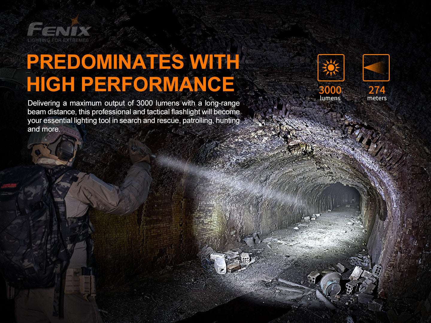 Palmarius Outdoors Fenix PD36 TAC Tactical Flashlight - 3000 Lumens Tactical Flashlight