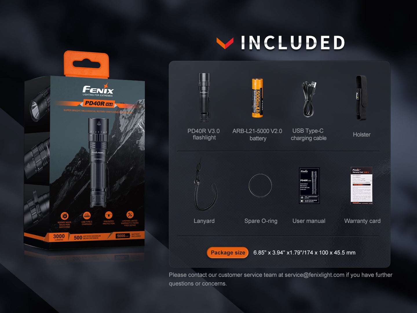 Palmarius Outdoors Fenix PD40R V3 Rechargeable Flashlight Tactical Flashlight