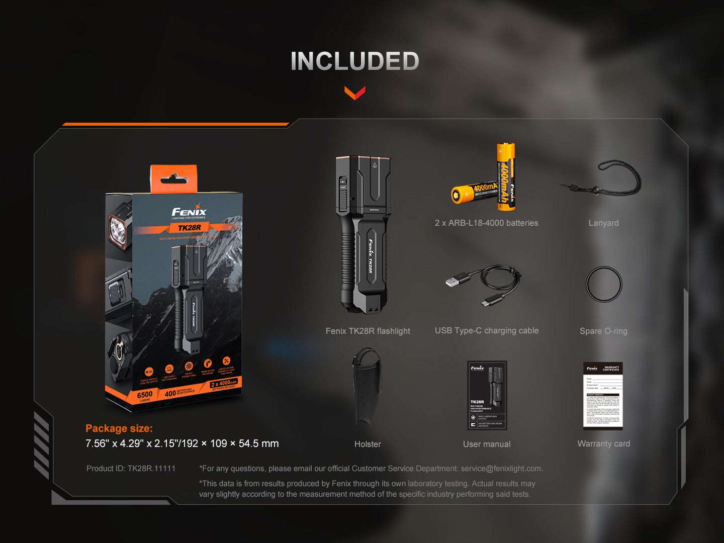 Palmarius Outdoors Fenix TK28R Multi-LED High-Performance Flashlight - 6500 Lumens Tactical Flashlight