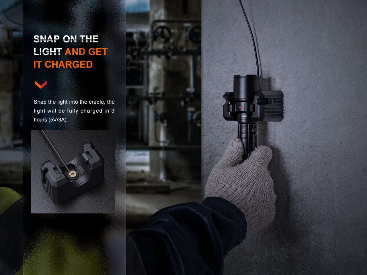 Palmarius Outdoors Fenix WF26R Cradle Charging LED Work Flashlight Work Flashlight