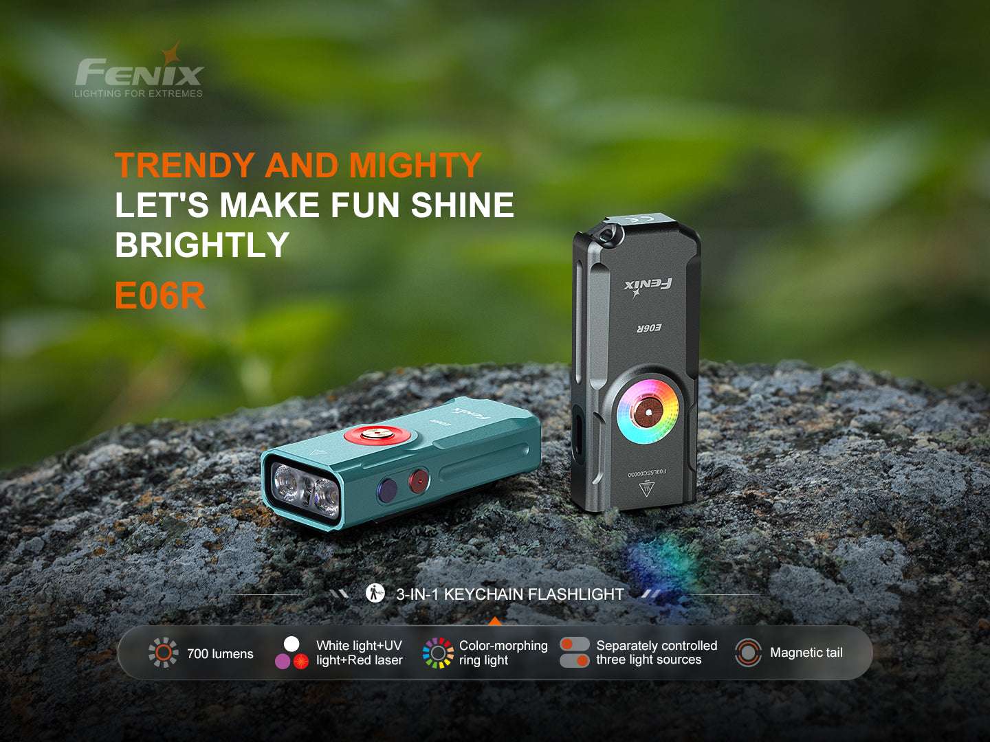 Palmarius Outdoors Fenix E06R Keychain Light with White, UV, and Red Laser Lights Keychain Flashlight
