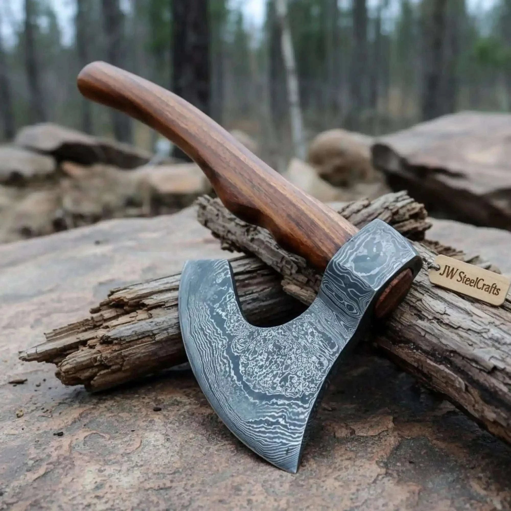 Palmarius Outdoors Viking Damascus Bearded Axe with 19 Inch Rosewood Handle Handmade Axe
