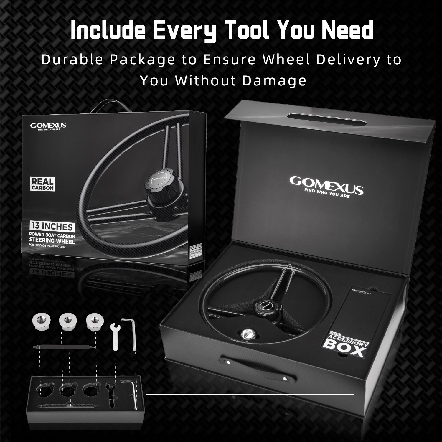 Gomexus Carbon Fiber 13" Boat Steering Wheel | Palmarius Outdoor Products