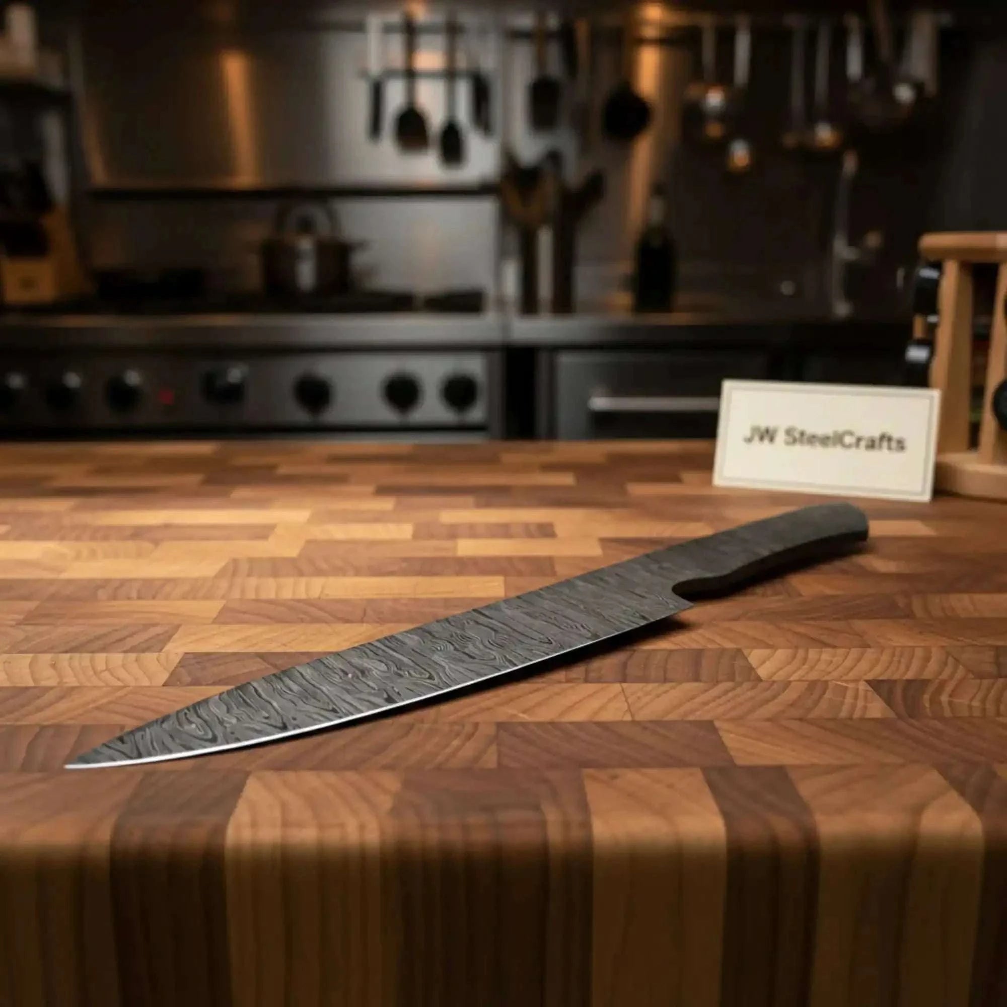 Palmarius Outdoors Handmade Twisted Damascus Chef Knife Blade Blank Gyuto Style for Custom Knife Making