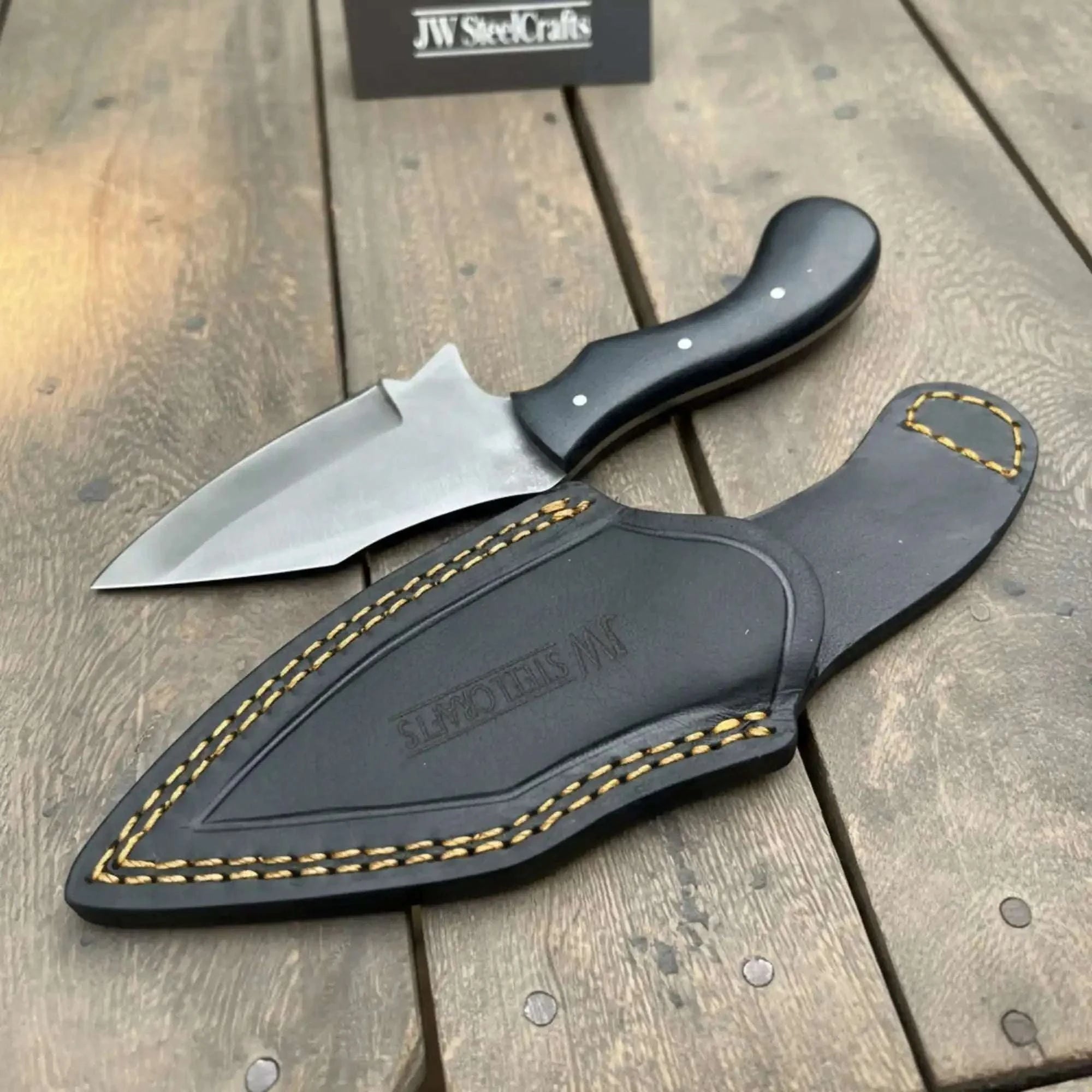 Palmarius Outdoors Handmade Tanto Hunting Knife with Black Micarta Handle