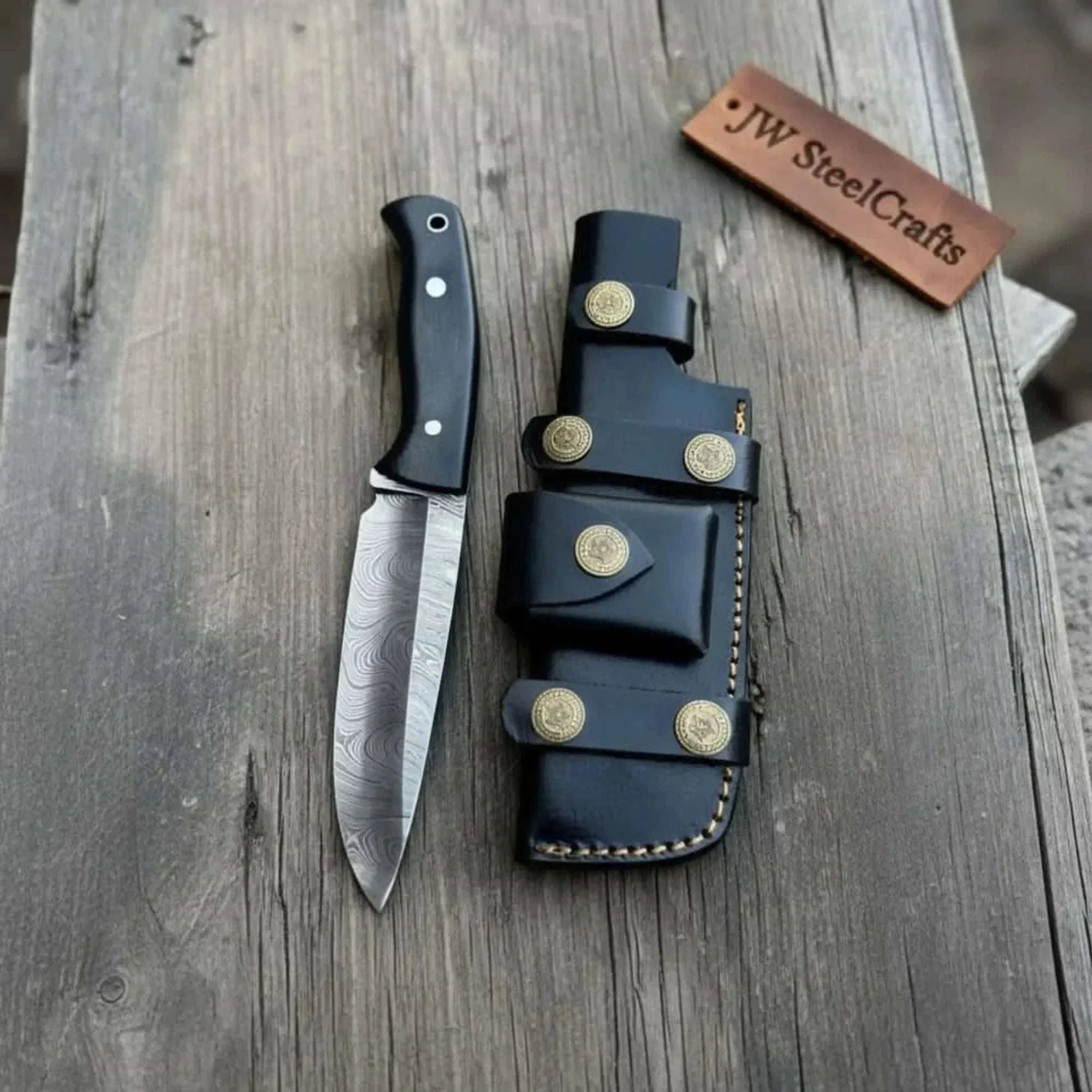 Palmarius Outdoors Handcrafted Hunting Knife Walnut Wood or Black Micarta Handle Full Tang Hunting Knife