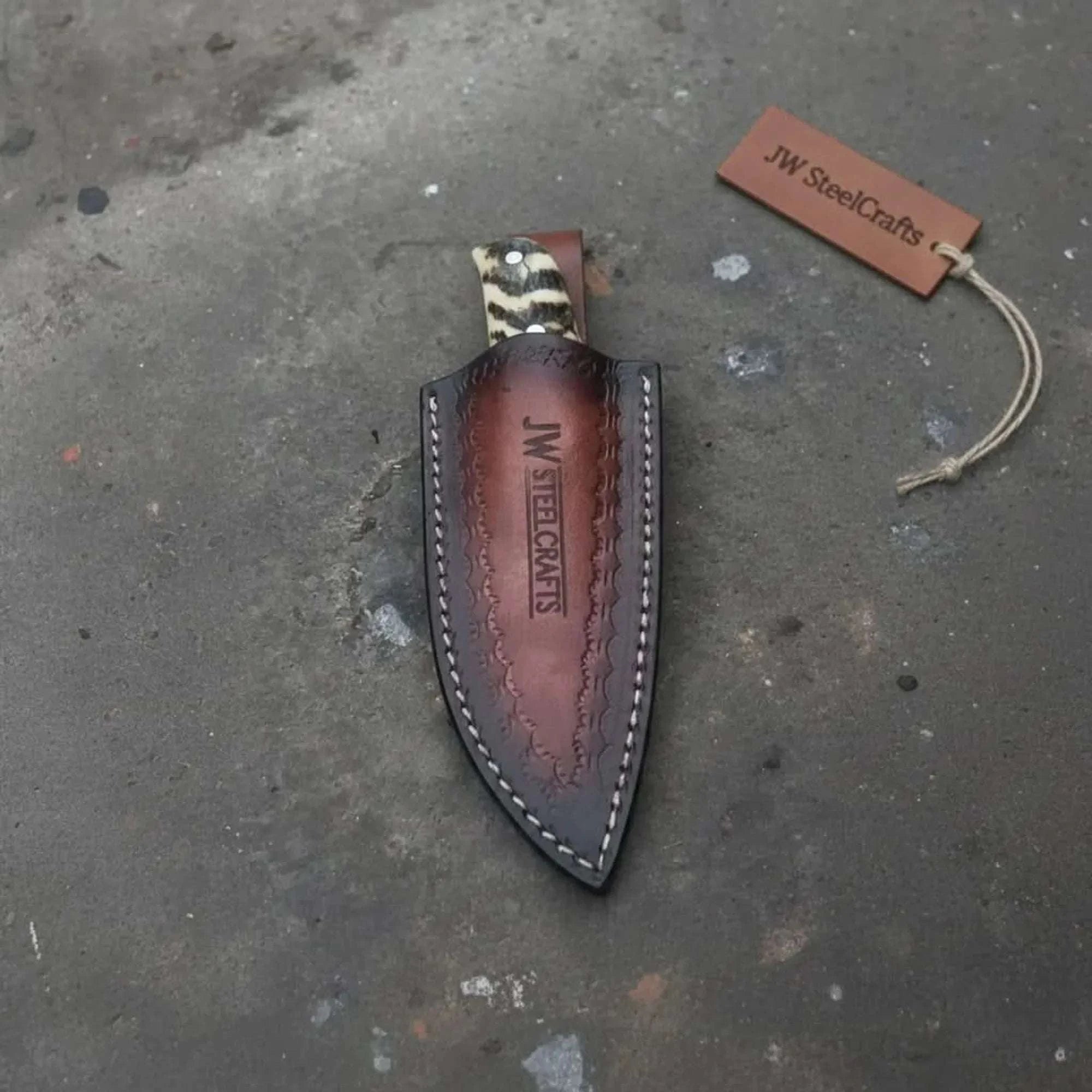 Palmarius Outdoors Compact Outdoor Knife Stainless Steel Blade Ram Horn or Wengi Wood Handle Skinner Knife