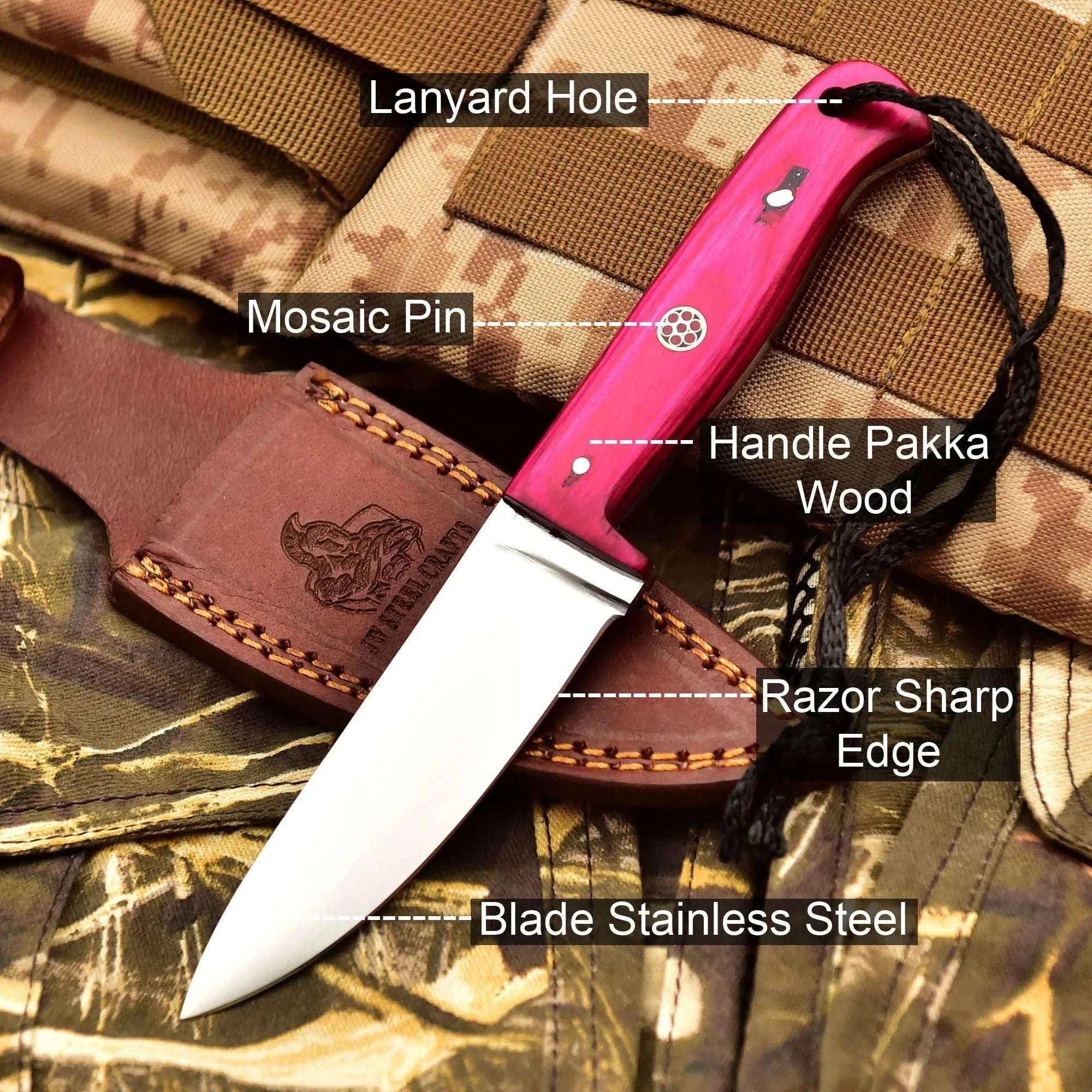 Palmarius Outdoors Handmade Fixed Blade Stainless Steel Skinning Hunting Knife 8" Mirror Polished Carbon Steel Drop Point Hunting Knife