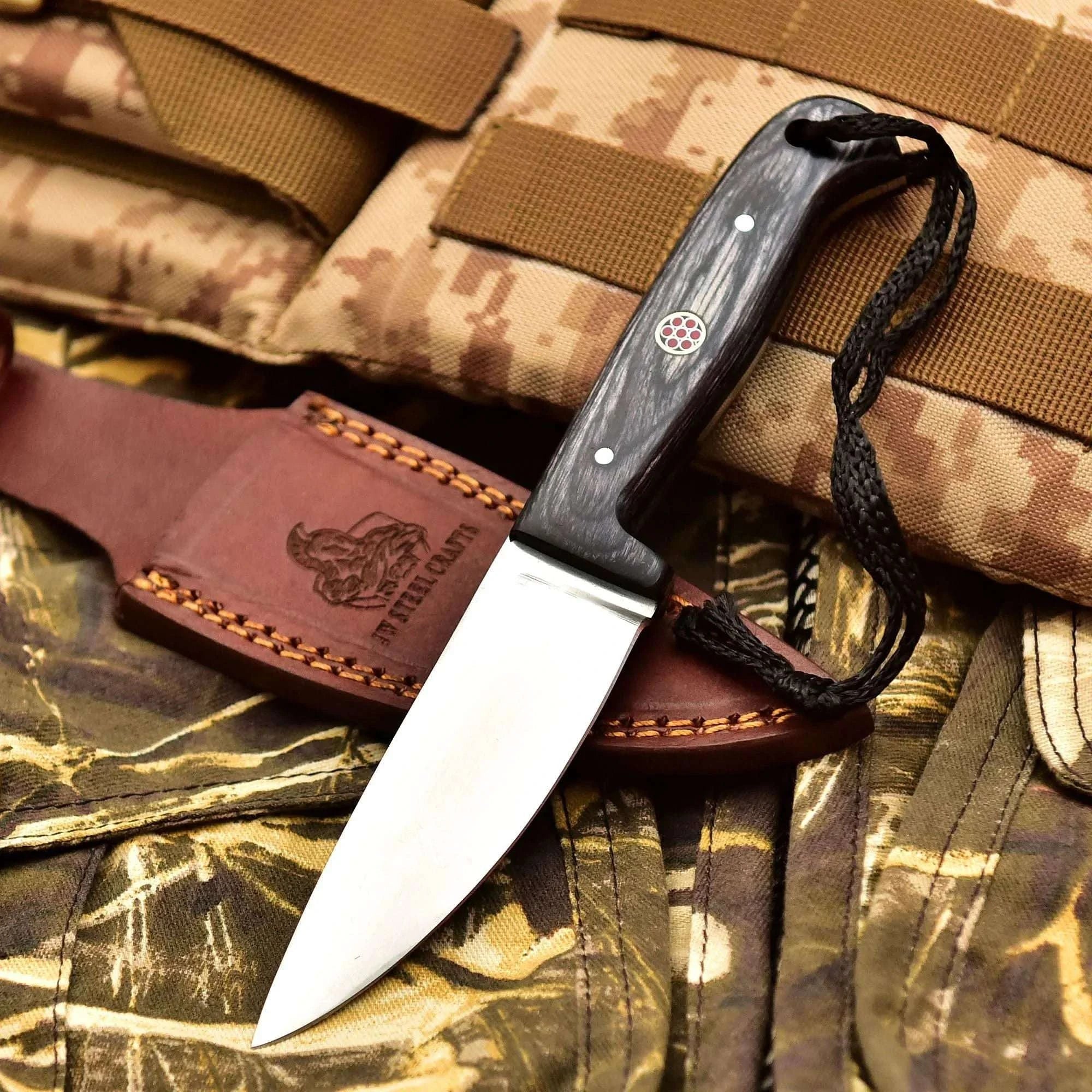 Palmarius Outdoors Handmade Fixed Blade Stainless Steel Skinning Hunting Knife 8" Mirror Polished Carbon Steel Drop Point Hunting Knife