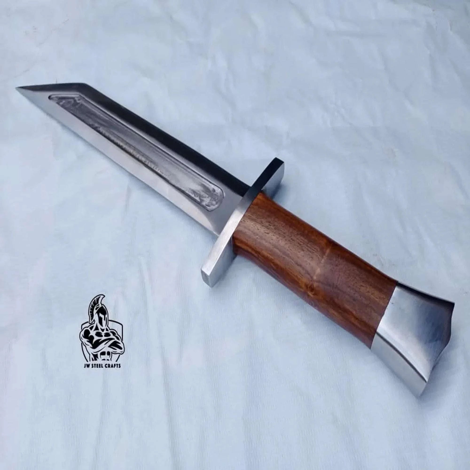 Palmarius Outdoors Wolfsteel Guard Seax 13" Handmade Carbon Steel Blade with Cross Guard seax knives