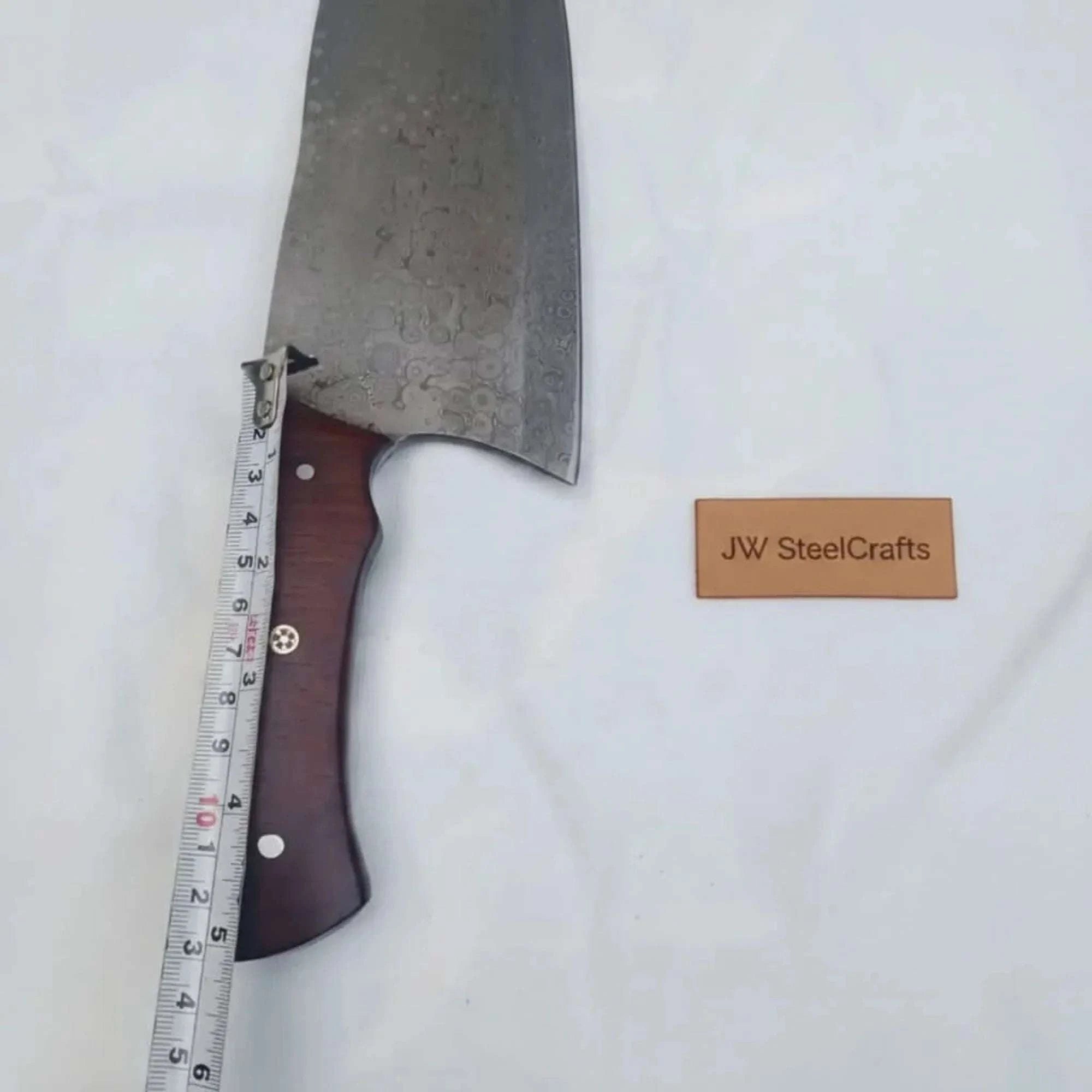 Palmarius Outdoors 11-Inch Raindrop Damascus Chinese Vegetable Cleaver — Rosewood Handle & Lanyard Hole Cleaver Knives